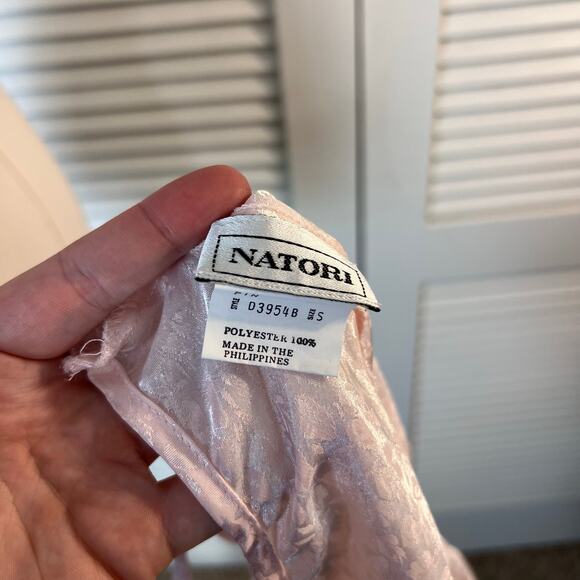 Natori Pink Satin Lace Bodysuit Small Vintage Style Lingerie Teddy Sleepwear - Picture 6 of 7